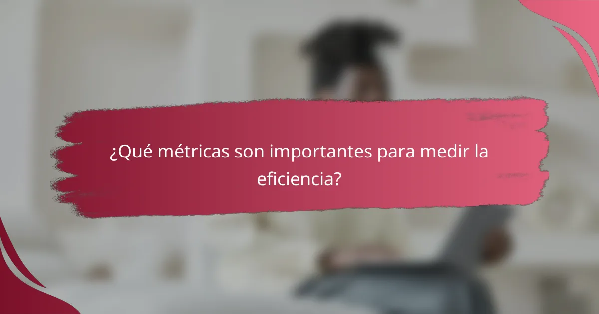 ¿Qué métricas son importantes para medir la eficiencia?